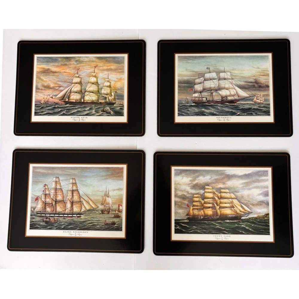 Vintage Pimpernel Nautical Ship Placemats Set of 4 Cork Sailing Ship England